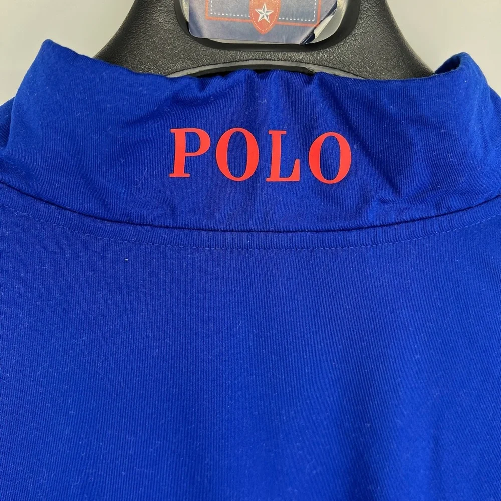 Polo Golf Ralph Lauren Sz XXL Blue‎ 1/4 Zip Wicking Lightweight Raglan Slv Shirt